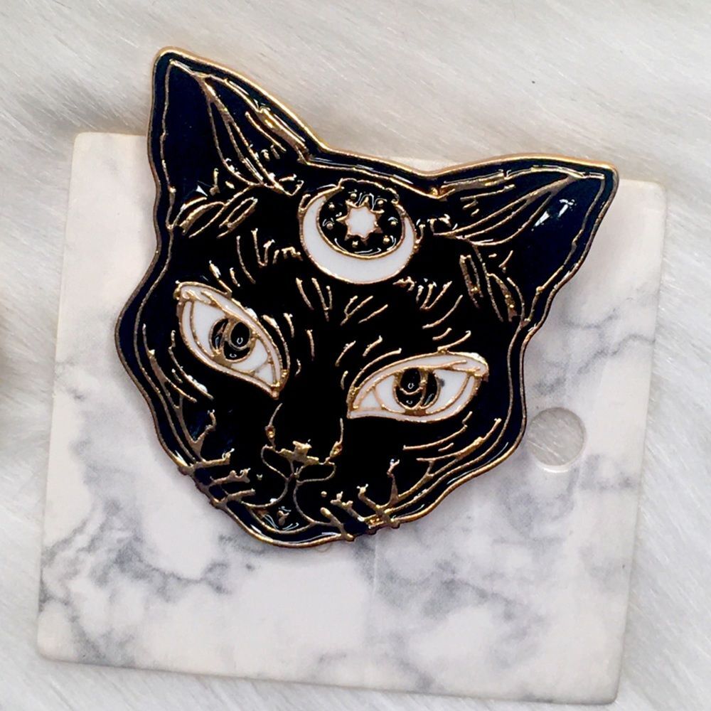 Lunar Third Eye Moon Sun Black Cat Goddess Face